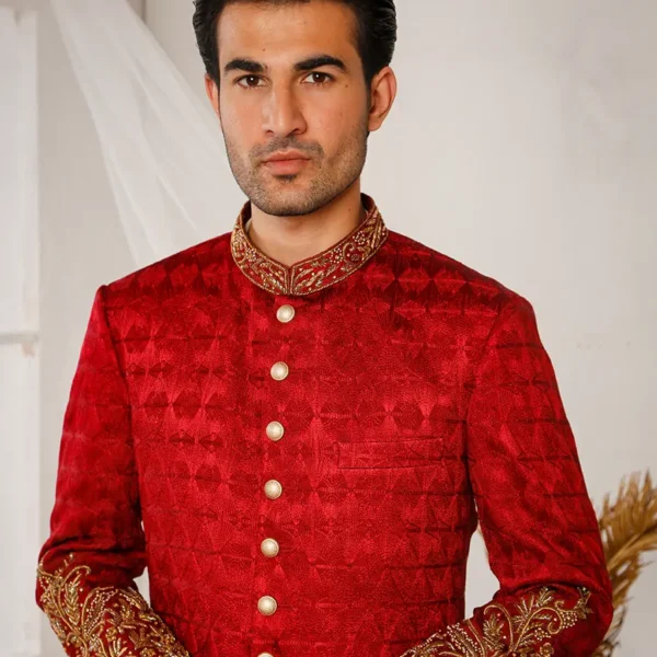 BLOOD RED SHERWANI