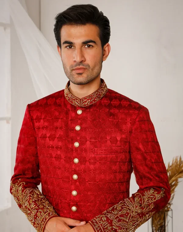 BLOOD RED SHERWANI