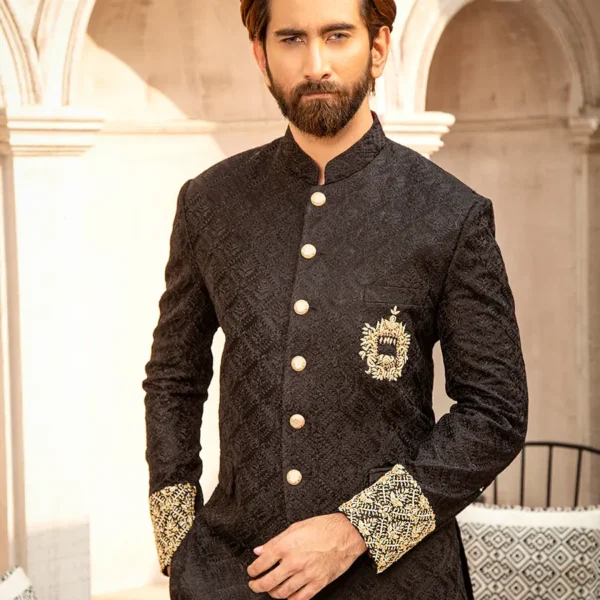 CROW BLACK EMBELLISHED PRINCE COAT