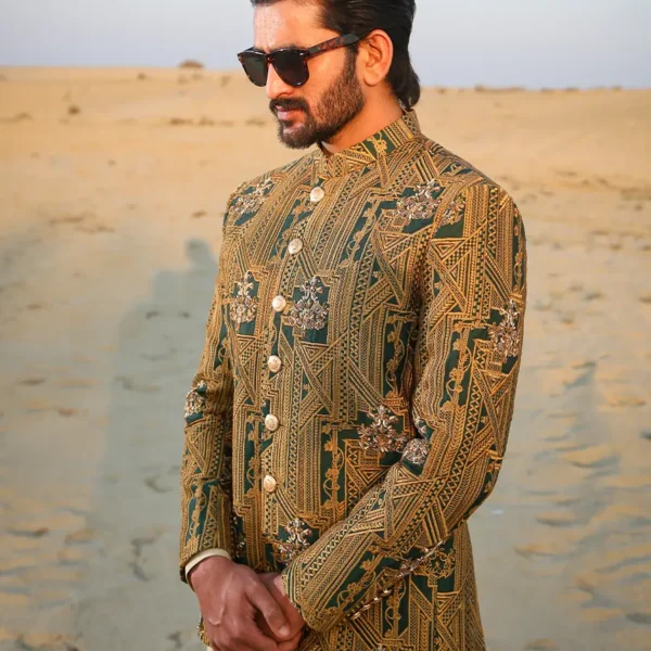 GREEN GOLD PRINCE COAT