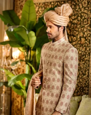 GOLD MAROON SHERWANI