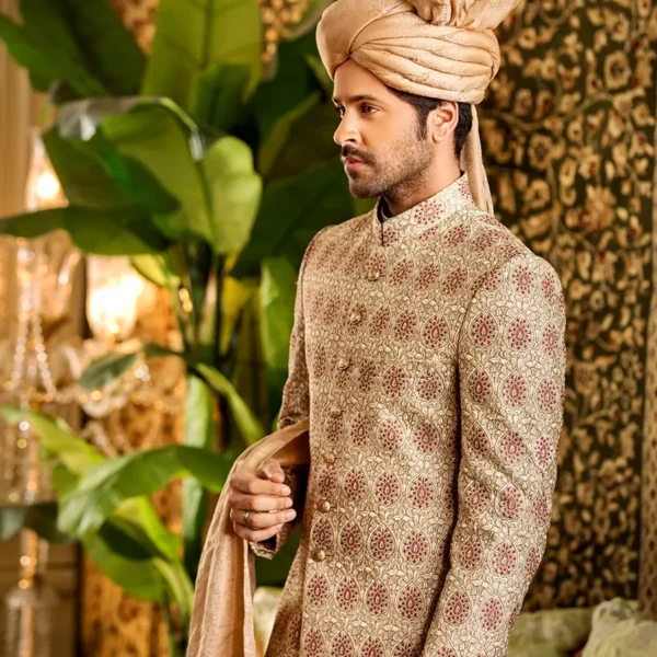 GOLD MAROON SHERWANI