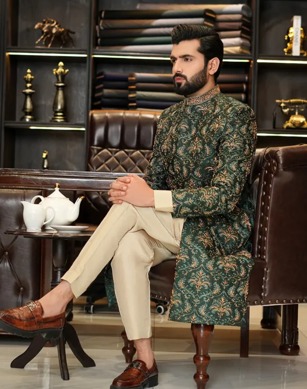 Second image of SIGNATURE GREEN SHERWANI