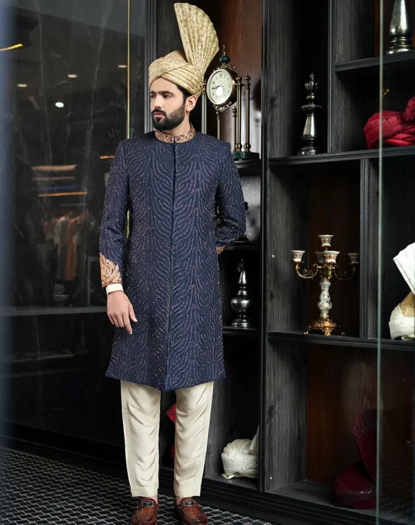 Second image of DARK BLUE SHERWANI