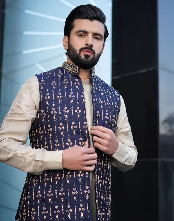 Second image of TEAL BLUE WAISTCOAT