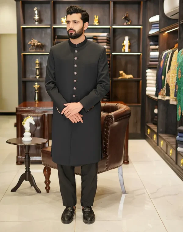PLAIN BLACK SHERWANI